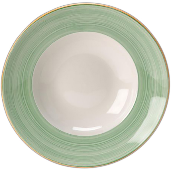 Тарелка для пасты «Рио Грин»; материал: фарфор; диаметр=30 см.; цвет: белый, зеленый