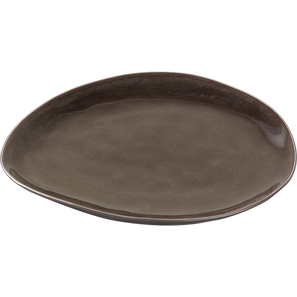 Тарелка овальная «Пьюр»; керамика; L=20, B=17см; серый