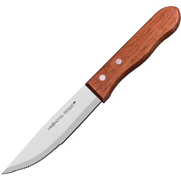 Нож для стейка «Проотель»; сталь нержавеющая, дерево; L=12.5см; металлический , коричневый