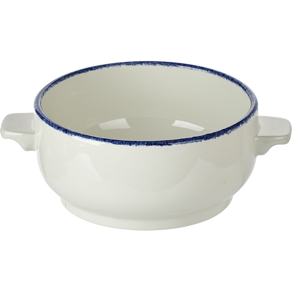 Супница, Бульонница (бульонная чашка) без крышки «Блю дэппл»; фарфор; 425мл; белый