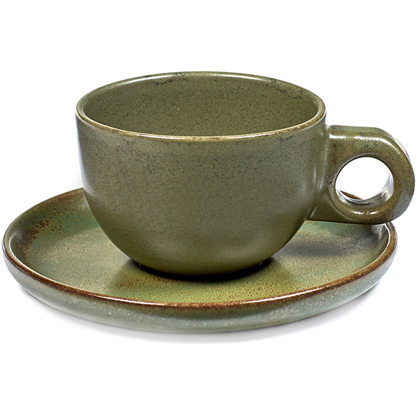 Пара кофейная для лунго «Серфис»; керамика; зеленый 