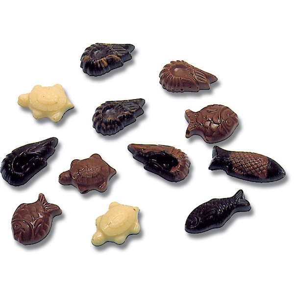 Форма для шоколада «Черепахи,креветки и рыбы» [35 шт]  поликарбонат  L=27.5,B=17.5см MATFER