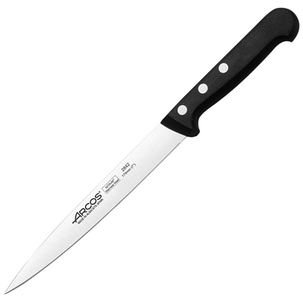 Нож для плоской рыбы «Универсал»; сталь нержавеющая,полиоксиметилен; L=17см; черный