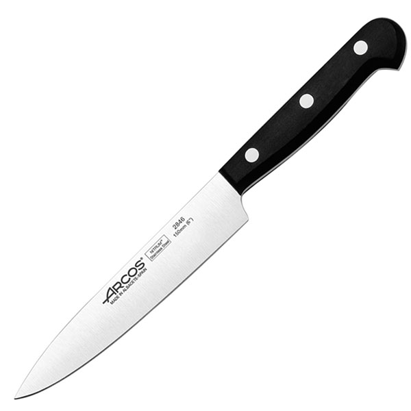 Нож поварской «Универсал»; сталь нержавеющая,полиоксиметилен; L=15см; черный