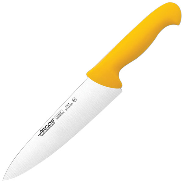 Нож поварской «2900»; сталь нержавеющая,полипропилен; L=20см; желтый 