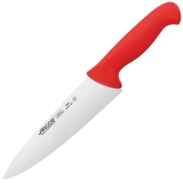 Нож поварской «2900»; сталь нержавеющая,полипропилен; L=20см; красный