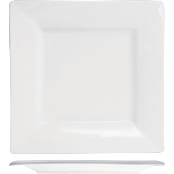 Тарелка квадратная «Кунстверк»; материал: фарфор; длина=25.5, ширина=25.5 см.; белый