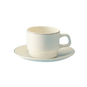 Чашка чайная «Рисепшн»; стекло; 190мл; D=7.5,H=6.3,L=11.5см; слоновая кость,серый