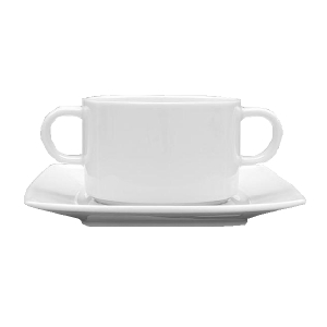 Супница, Бульонница (бульонная чашка) «Виктория-отель»; материал: фарфор; 320 мл; диаметр=10.4, высота=5.7, длина=15.7 см.; белый