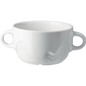 Супница, Бульонница (бульонная чашка) «Мелодия»; материал: фарфор; 300 мл; высота=6, длина=15, ширина=10.1 см.; белый