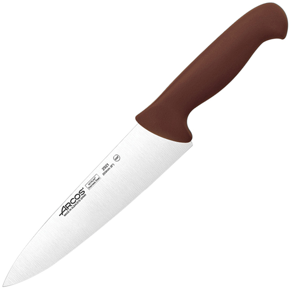 Нож поварской «2900»; сталь нержавеющая,полипропилен; L=20см; коричневый 