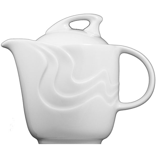 Чайник с крышкой «Мелодия»; материал: фарфор; 750 мл; диаметр=10.2, высота=14.7, ширина=18 см.; белый