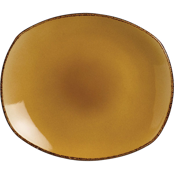 Тарелка мелкая овальная «Террамеса мастед»; материал: фарфор; высота=25, длина=260, ширина=225 мм; светло-коричневая