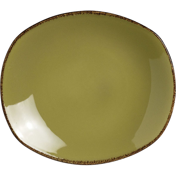 Тарелка мелкая овальная «Террамеса олива»; материал: фарфор; высота=25, длина=260, ширина=230 мм; оливковый 