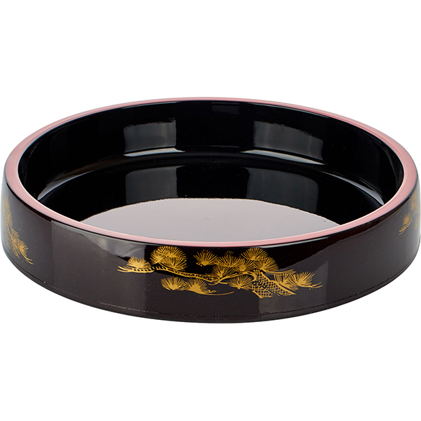 Блюдо-барабан для суши; пластик; D=30.5,H=6см; черный, желтый
