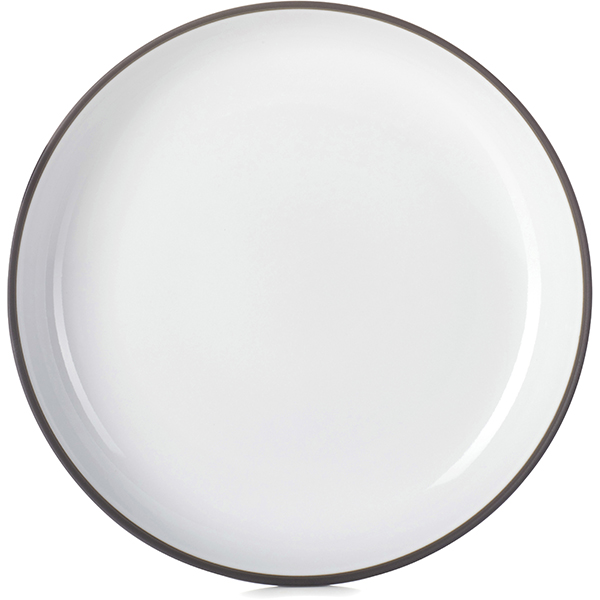 Блюдо глубокое «Солид»; фарфор; 700мл; D=23.5,H=4.5см; белый,серый
