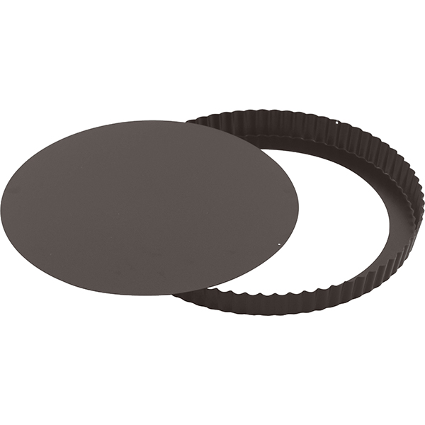 Форма для выпечки со съемным дном; сталь, антипригарное покрытие; диаметр=280, высота=25 мм; цвет: черный