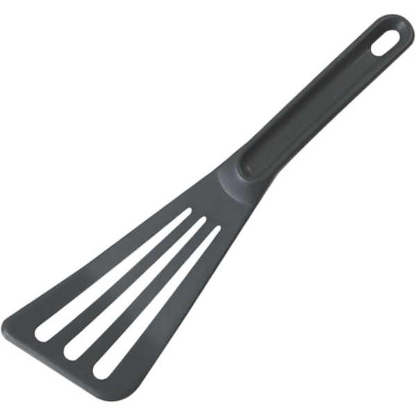 Лопатка кухонная перфорированная «Экзогласс»; пластик; длина=30, ширина=9 см.; серый