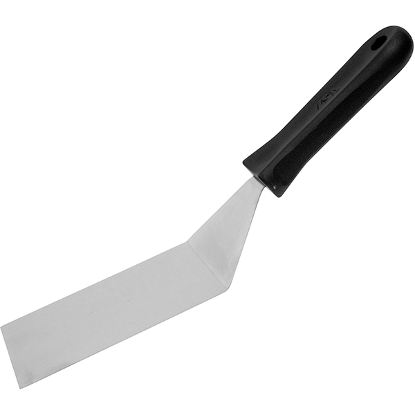 Лопатка кухонная квадратная; пластик, сталь нержавеющая; длина=325/130, ширина=75 мм; цвет: черный,металлический