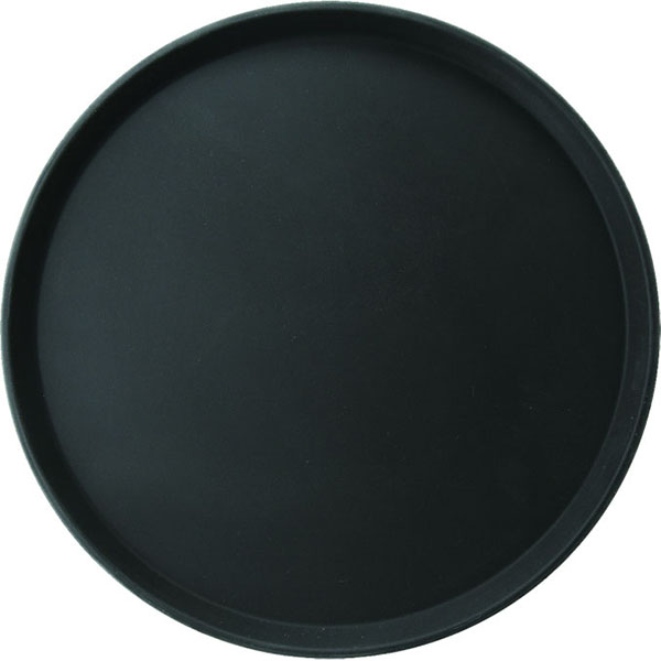 Поднос круглый; стеклопластиковый,прорезиненный; диаметр=356, высота=25 мм; цвет: черный