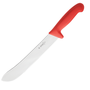 Нож для нарезки мяса; сталь нержавеющая,пластик; длина=30 см.; красный