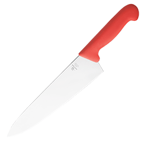 Нож поварской «Шефс»; сталь нержавеющая,пластик; длина=31 см.; красный,металлический