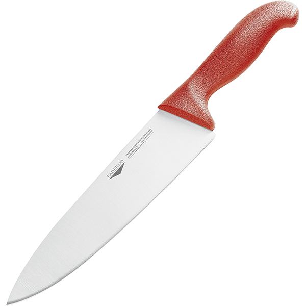 Нож поварской; сталь; длина=405/260, ширина=55 мм; красный,металлический