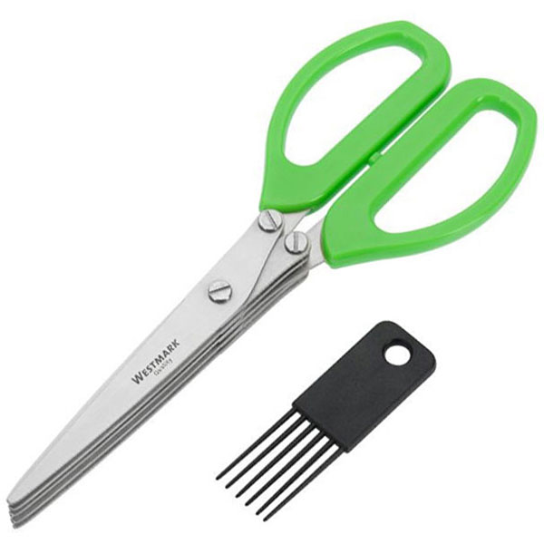 Ножницы для нарезки зелени; сталь, пластик; длина=335/260, ширина=11 мм; металлический,зеленый