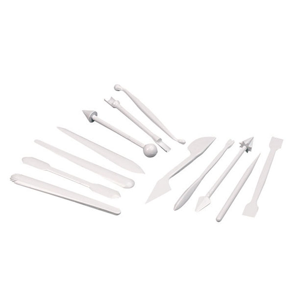 Набор ножей для марципана (12 штук); пластик; высота=20, длина=190, ширина=65 мм; белый