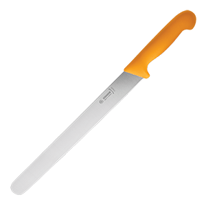 Нож для тонкой нарезки; сталь нержавеющая,пластик; длина=31 см.; желтый