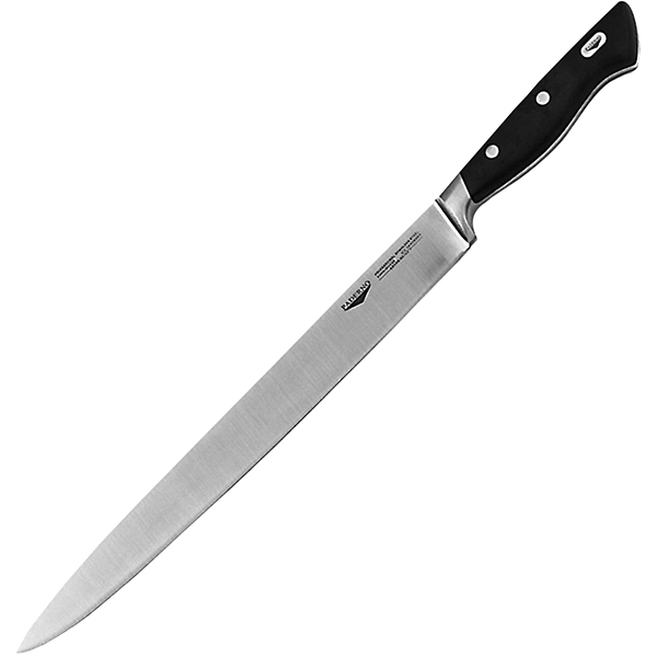 Нож для нарезки мяса; сталь нержавеющая,пластик; длина=455/310, ширина=30 мм; цвет: черный