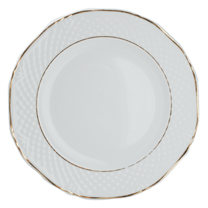 Тарелка мелкая «Афродита»; материал: фарфор; диаметр=19, высота=19 см.; белый, цвет: золотой