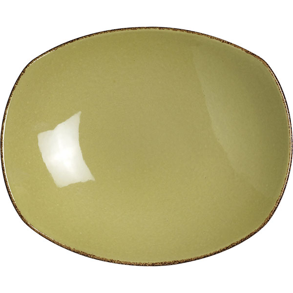 Тарелка глубокая овальная «Террамеса олива»; материал: фарфор; высота=4, длина=21, ширина=19 см.; оливковый