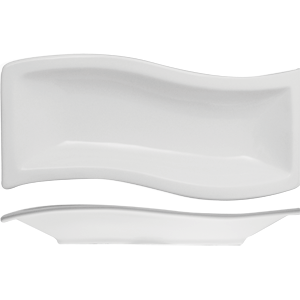 Блюдо волнистое прямоугольное «Кунстверк»; материал: фарфор; высота=2, длина=20.5, ширина=8 см.; белый
