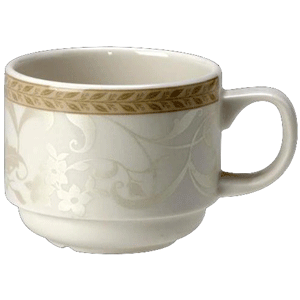 Чашка чайная «Антуанетт»; материал: фарфор; 210 мл; диаметр=75, высота=70, длина=105 мм; белый,оливковый 