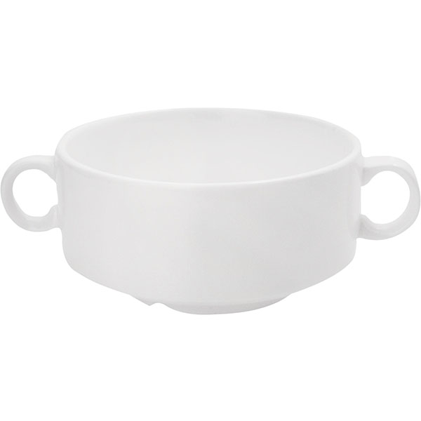 Супница, Бульонница (бульонная чашка) «Кунстверк»; материал: фарфор; 300 мл; диаметр=11, высота=5.5, длина=14.5 см.; белый