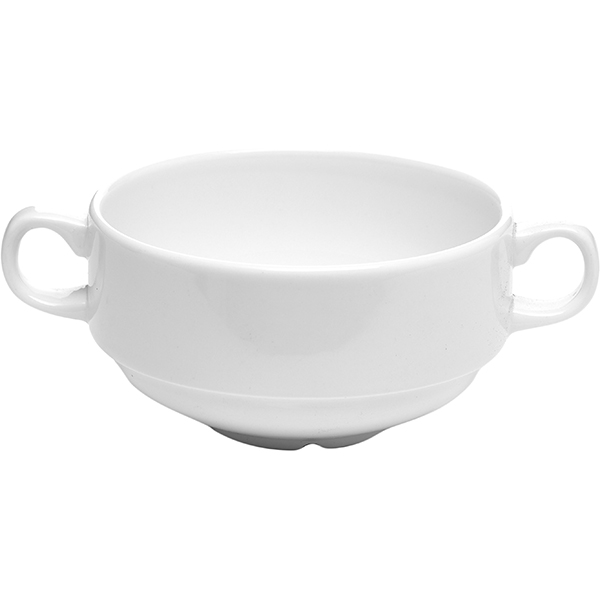 Супница, Бульонница (бульонная чашка) «Монако Вайт»; материал: фарфор; 285 мл; диаметр=10, высота=4 см.; белый