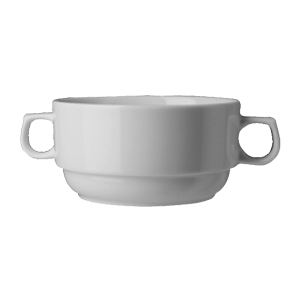 Супница, Бульонница (бульонная чашка) «Прага»; материал: фарфор; 300 мл; диаметр=10, высота=6, длина=14, ширина=10 см.; белый