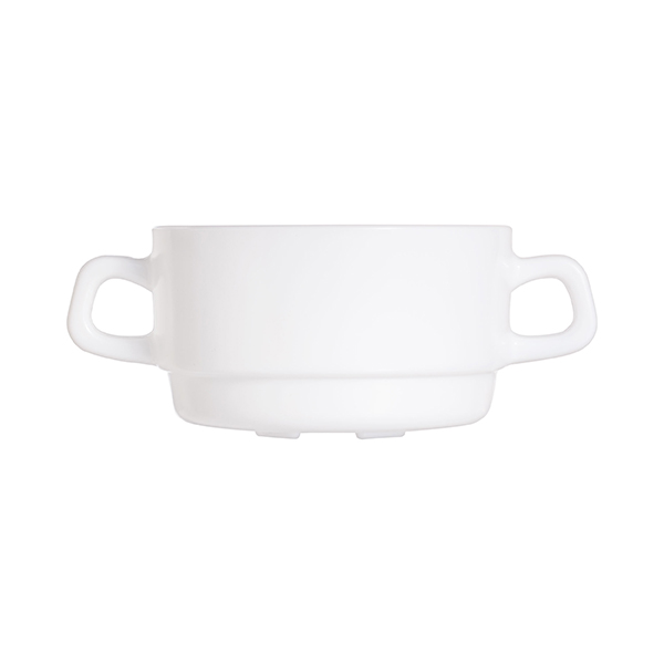 Супница, Бульонница (бульонная чашка) «Ресторан»; стекло; 310 мл; диаметр=10, высота=5.5, длина=13.6 см.; белый