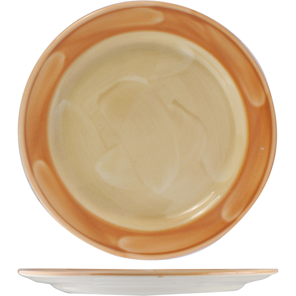 Тарелка сервировочная «Паприка»; материал: фарфор; диаметр=30 см.; оранжевый цвет,бежевая