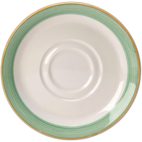 Блюдце «Рио Грин»; материал: фарфор; диаметр=11.8 см.; цвет: белый, зеленый