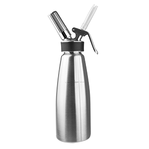 Сифон для сливок «Крим профи»; металл,пластик; объем: 1 литр; диаметр=9, высота=29.5, ширина=11.5 см.; металлический