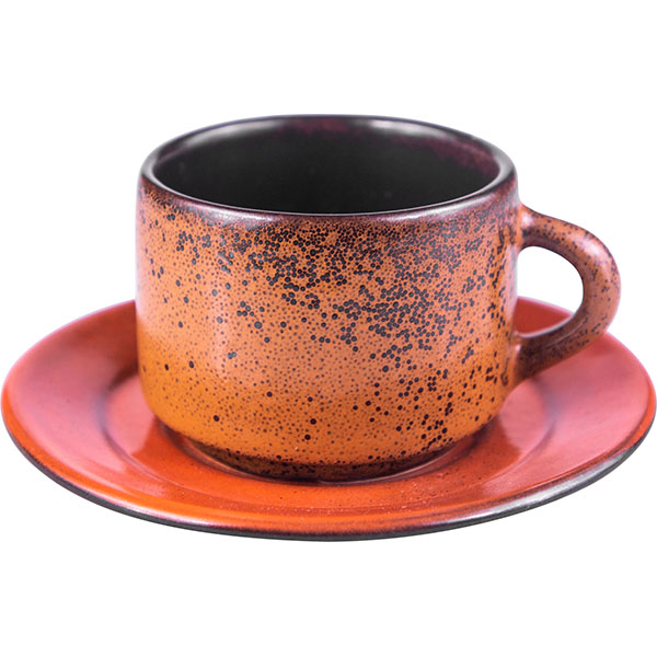 Пара кофейная «Млечный путь оранжевый»  фарфор  80мл Борисовская Керамика