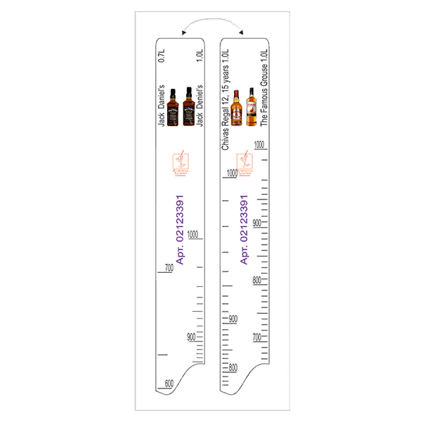 Линейка барная «Jack Daniel's» 0, 7,  1 л,  «Chivas Regal»,  «The Famous Grouse» 1 л  пластик  , L=28, B=2см STEK