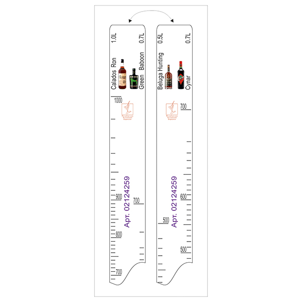 Линейка барная «Грин бабун» 0, 7 л,  «Каладос» 1 л,  «Белуга Хантинг» 0, 5 л,  «Чинар» 0, 7 л  пластик  , L=2 STEK