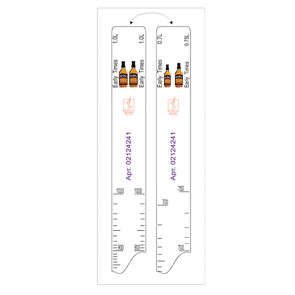Линейка барная «Early Times» 0, 7,  0, 75,  1 л  пластик  , L=28, B=2см STEK