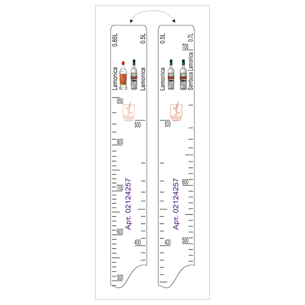 Линейка барная «Lamonica» 0, 5,  0, 7,  0, 85 л  пластик  , L=28, B=2см STEK