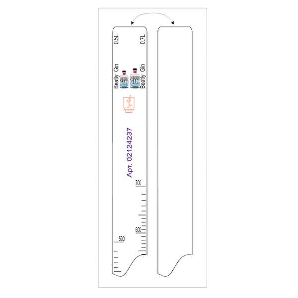 Линейка барная «Beatly Gin» 0, 5,  0, 7 л  пластик  , L=28, B=2см STEK