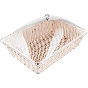 Корзина плетеная с крышкой разм.крышки 43.5*29с; полиротанг, акрил; , H=10, L=42, 5, B=28см; бежев.