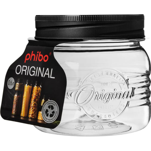 Банка круглая с крышкой  полипропилен  0, 6л Phibo